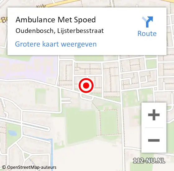 Locatie op kaart van de 112 melding: Ambulance Met Spoed Naar Oudenbosch, Lijsterbesstraat op 2 augustus 2018 07:10