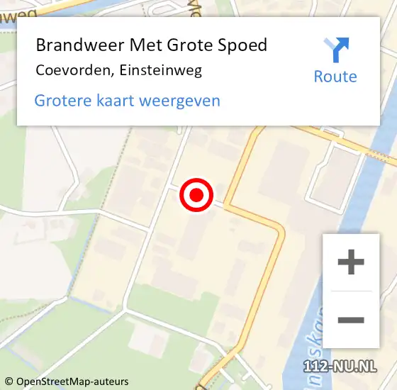 Locatie op kaart van de 112 melding: Brandweer Met Grote Spoed Naar Coevorden, Einsteinweg op 2 augustus 2018 07:24