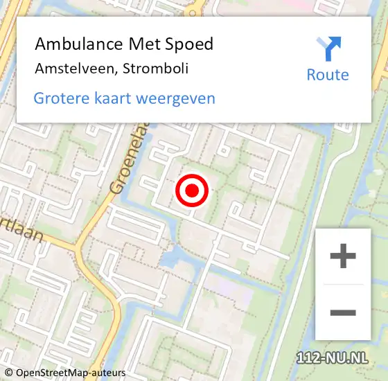 Locatie op kaart van de 112 melding: Ambulance Met Spoed Naar Amstelveen, Stromboli op 2 augustus 2018 07:46