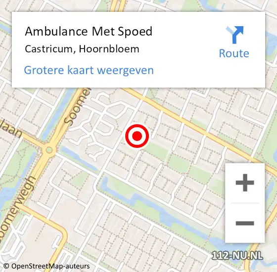 Locatie op kaart van de 112 melding: Ambulance Met Spoed Naar Castricum, Hoornbloem op 2 augustus 2018 08:04