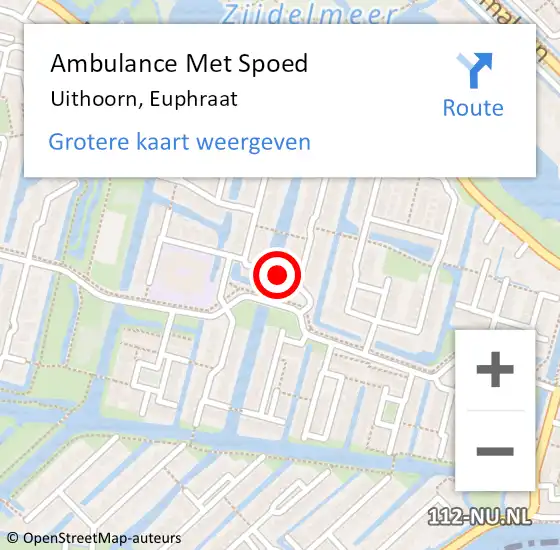 Locatie op kaart van de 112 melding: Ambulance Met Spoed Naar Uithoorn, Euphraat op 2 augustus 2018 08:08