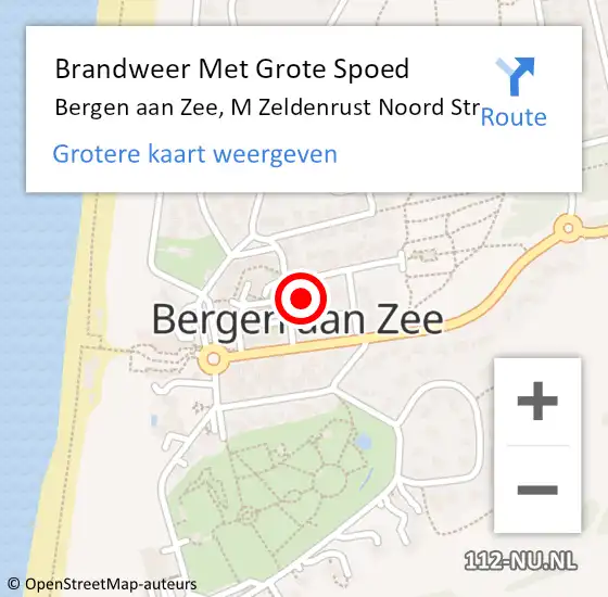 Locatie op kaart van de 112 melding: Brandweer Met Grote Spoed Naar Bergen aan Zee, M Zeldenrust Noord Str op 2 augustus 2018 08:39