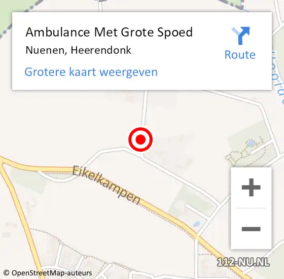 Locatie op kaart van de 112 melding: Ambulance Met Grote Spoed Naar Nuenen, Heerendonk op 2 augustus 2018 08:56