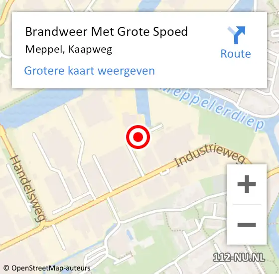 Locatie op kaart van de 112 melding: Brandweer Met Grote Spoed Naar Meppel, Kaapweg op 2 augustus 2018 09:00