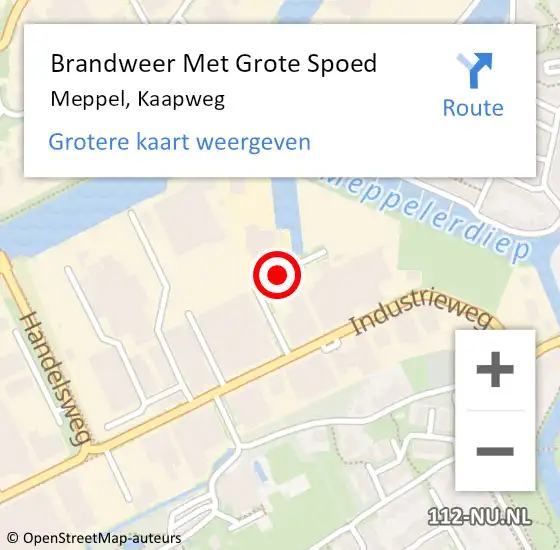 Locatie op kaart van de 112 melding: Brandweer Met Grote Spoed Naar Meppel, Kaapweg op 2 augustus 2018 09:11