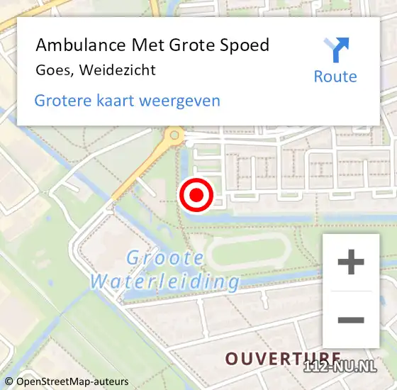 Locatie op kaart van de 112 melding: Ambulance Met Grote Spoed Naar Goes, Weidezicht op 2 augustus 2018 09:20