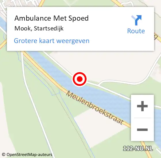Locatie op kaart van de 112 melding: Ambulance Met Spoed Naar Mook, Startsedijk op 2 augustus 2018 09:44