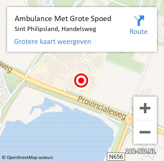 Locatie op kaart van de 112 melding: Ambulance Met Grote Spoed Naar Sint Philipsland, Handelsweg op 2 augustus 2018 11:30