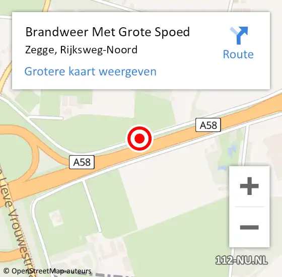 Locatie op kaart van de 112 melding: Brandweer Met Grote Spoed Naar Zegge, Rijksweg-Noord op 2 augustus 2018 12:43