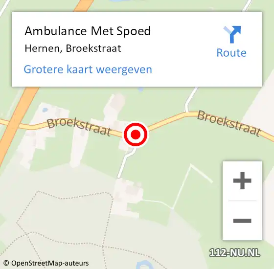 Locatie op kaart van de 112 melding: Ambulance Met Spoed Naar Hernen, Broekstraat op 2 augustus 2018 13:03