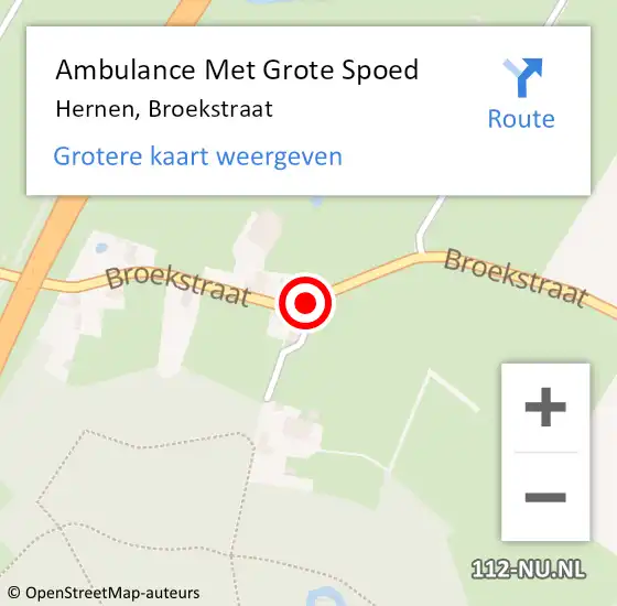 Locatie op kaart van de 112 melding: Ambulance Met Grote Spoed Naar Hernen, Broekstraat op 2 augustus 2018 13:06