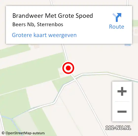 Locatie op kaart van de 112 melding: Brandweer Met Grote Spoed Naar Beers Nb, Sterrenbos op 2 augustus 2018 13:34