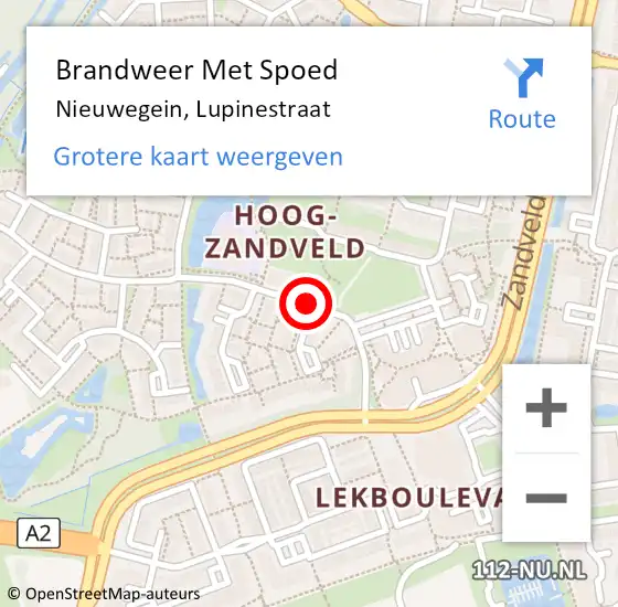 Locatie op kaart van de 112 melding: Brandweer Met Spoed Naar Nieuwegein, Lupinestraat op 2 augustus 2018 14:00