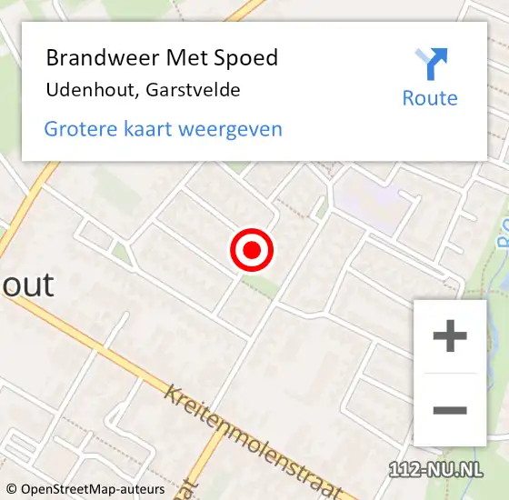 Locatie op kaart van de 112 melding: Brandweer Met Spoed Naar Udenhout, Garstvelde op 2 augustus 2018 14:16