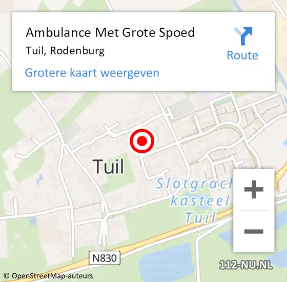 Locatie op kaart van de 112 melding: Ambulance Met Grote Spoed Naar Tuil, Rodenburg op 4 maart 2014 21:01