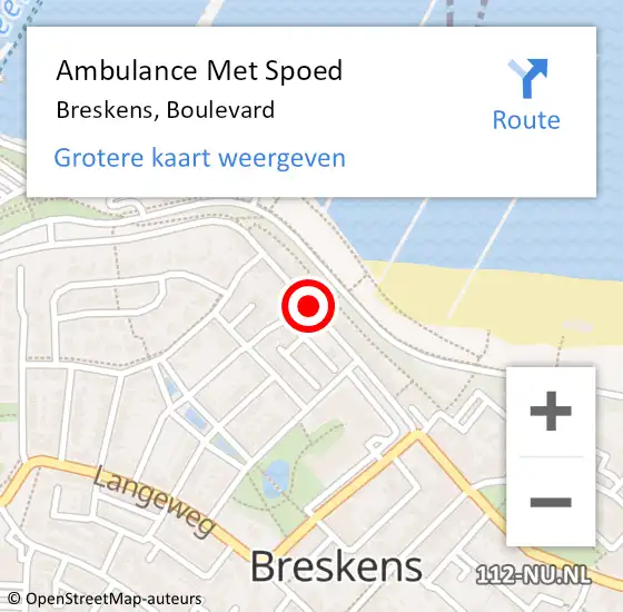 Locatie op kaart van de 112 melding: Ambulance Met Spoed Naar Breskens, Boulevard op 2 augustus 2018 14:43