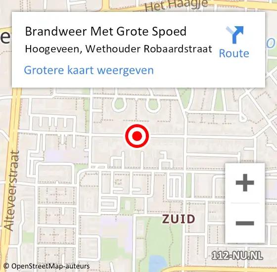 Locatie op kaart van de 112 melding: Brandweer Met Grote Spoed Naar Hoogeveen, Wethouder Robaardstraat op 2 augustus 2018 15:02