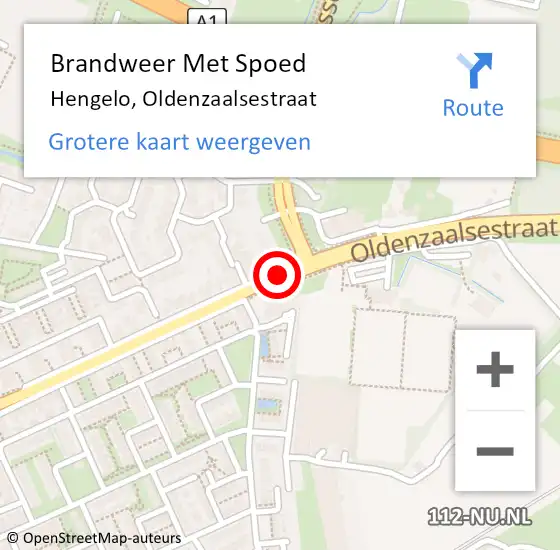 Locatie op kaart van de 112 melding: Brandweer Met Spoed Naar Hengelo, Oldenzaalsestraat op 2 augustus 2018 15:02