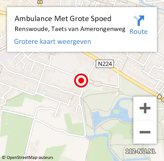 Locatie op kaart van de 112 melding: Ambulance Met Grote Spoed Naar Renswoude, Taets van Amerongenweg op 4 maart 2014 21:05