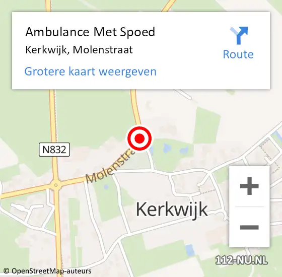Locatie op kaart van de 112 melding: Ambulance Met Spoed Naar Kerkwijk, Molenstraat op 2 augustus 2018 15:35