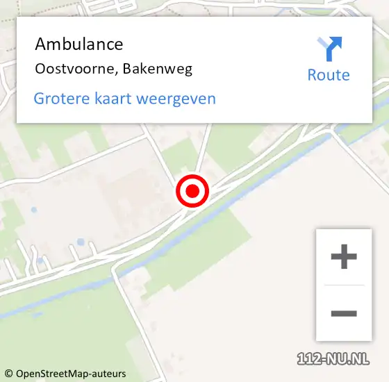 Locatie op kaart van de 112 melding: Ambulance Oostvoorne, Bakenweg op 2 augustus 2018 15:57