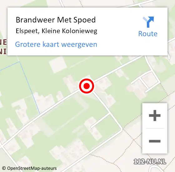 Locatie op kaart van de 112 melding: Brandweer Met Spoed Naar Elspeet, Kleine Kolonieweg op 2 augustus 2018 16:22