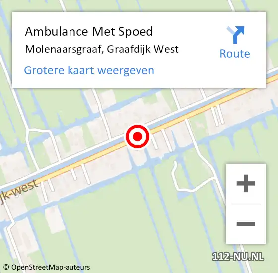 Locatie op kaart van de 112 melding: Ambulance Met Spoed Naar Molenaarsgraaf, Graafdijk West op 2 augustus 2018 16:43