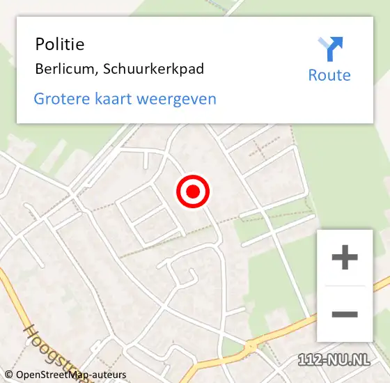 Locatie op kaart van de 112 melding: Politie Berlicum, Schuurkerkpad op 2 augustus 2018 16:46