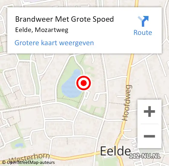 Locatie op kaart van de 112 melding: Brandweer Met Grote Spoed Naar Eelde, Mozartweg op 2 augustus 2018 17:09