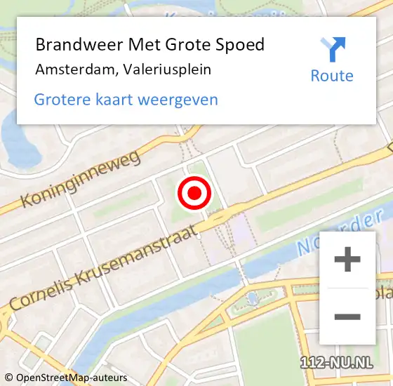 Locatie op kaart van de 112 melding: Brandweer Met Grote Spoed Naar Amsterdam, Valeriusplein op 2 augustus 2018 17:46