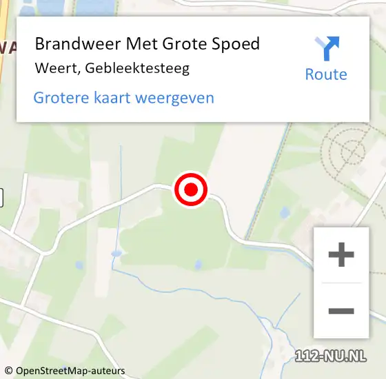 Locatie op kaart van de 112 melding: Brandweer Met Grote Spoed Naar Weert, Gebleektesteeg op 2 augustus 2018 18:52