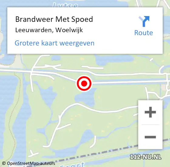 Locatie op kaart van de 112 melding: Brandweer Met Spoed Naar Leeuwarden, Woelwijk op 2 augustus 2018 19:15