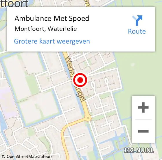 Locatie op kaart van de 112 melding: Ambulance Met Spoed Naar Montfoort, Waterlelie op 2 augustus 2018 19:48