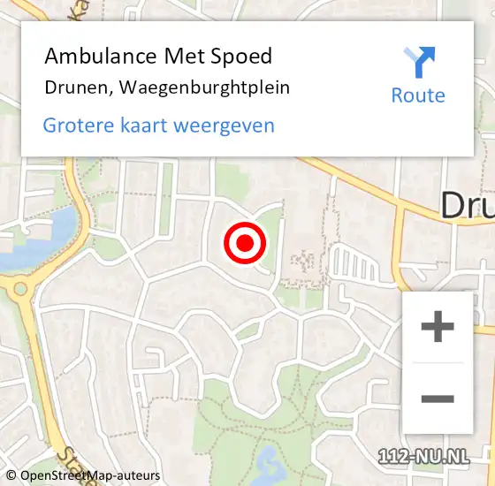 Locatie op kaart van de 112 melding: Ambulance Met Spoed Naar Drunen, Waegenburghtplein op 2 augustus 2018 20:07