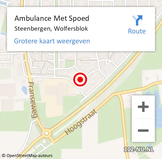 Locatie op kaart van de 112 melding: Ambulance Met Spoed Naar Steenbergen, Wolfersblok op 2 augustus 2018 20:34