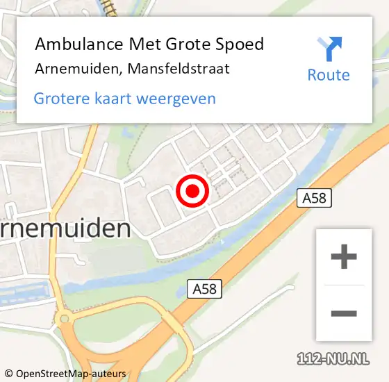 Locatie op kaart van de 112 melding: Ambulance Met Grote Spoed Naar Arnemuiden, Mansfeldstraat op 2 augustus 2018 21:41
