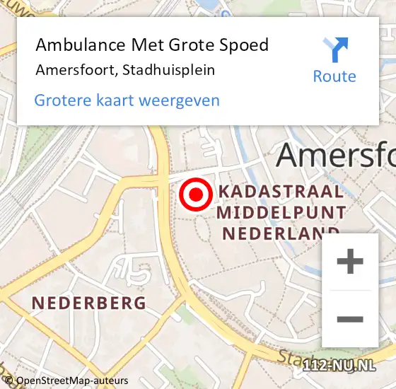 Locatie op kaart van de 112 melding: Ambulance Met Grote Spoed Naar Amersfoort, Stadhuisplein op 2 augustus 2018 22:40