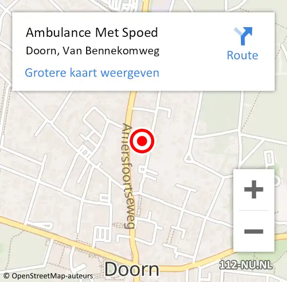 Locatie op kaart van de 112 melding: Ambulance Met Spoed Naar Doorn, Van Bennekomweg op 2 augustus 2018 23:14
