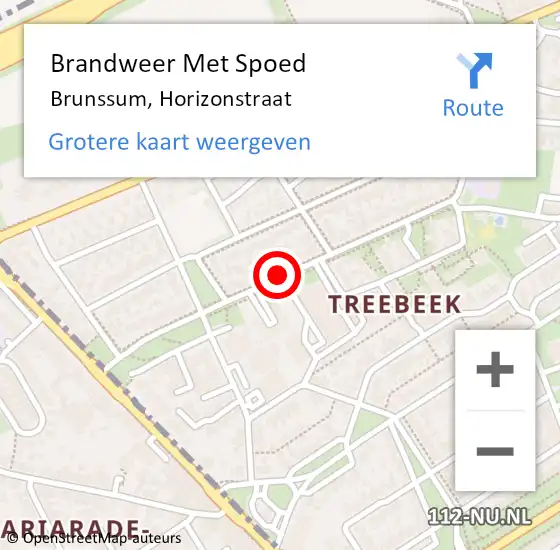 Locatie op kaart van de 112 melding: Brandweer Met Spoed Naar Brunssum, Horizonstraat op 2 augustus 2018 23:40