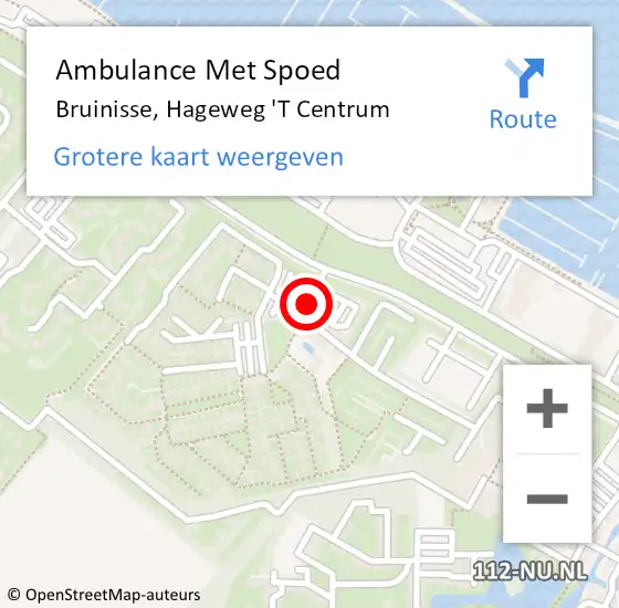 Locatie op kaart van de 112 melding: Ambulance Met Spoed Naar Bruinisse, Hageweg 'T Centrum op 2 augustus 2018 23:55