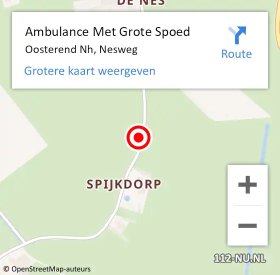 Locatie op kaart van de 112 melding: Ambulance Met Grote Spoed Naar Oosterend, Nesweg op 3 augustus 2018 01:54