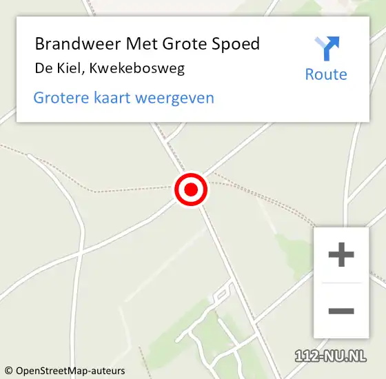 Locatie op kaart van de 112 melding: Brandweer Met Grote Spoed Naar De Kiel, Kwekebosweg op 3 augustus 2018 02:14
