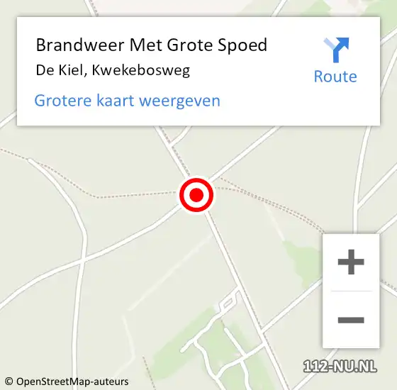 Locatie op kaart van de 112 melding: Brandweer Met Grote Spoed Naar De Kiel, Kwekebosweg op 3 augustus 2018 02:15