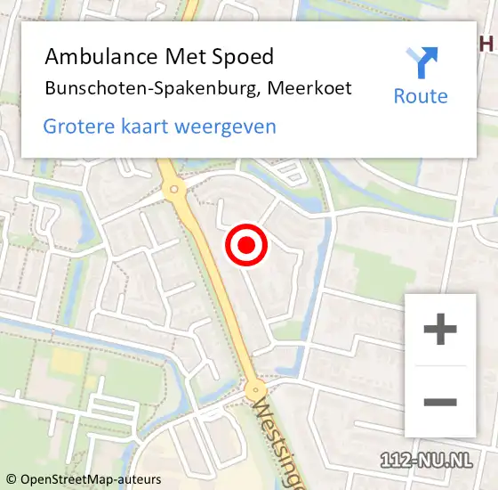 Locatie op kaart van de 112 melding: Ambulance Met Spoed Naar Bunschoten-Spakenburg, Meerkoet op 3 augustus 2018 02:21