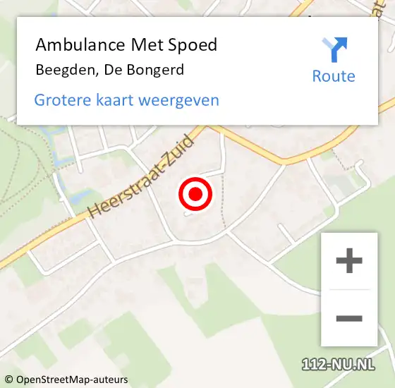 Locatie op kaart van de 112 melding: Ambulance Met Spoed Naar Beegden, De Bongerd op 3 augustus 2018 04:04