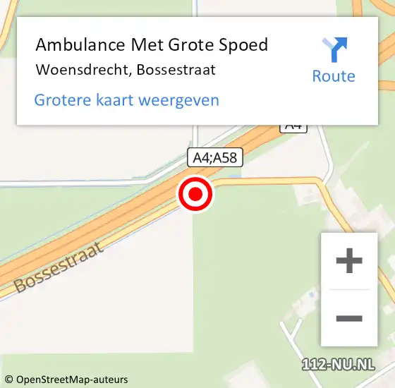 Locatie op kaart van de 112 melding: Ambulance Met Grote Spoed Naar Woensdrecht, Bossestraat op 3 augustus 2018 04:10