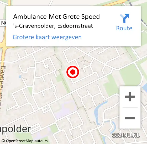 Locatie op kaart van de 112 melding: Ambulance Met Grote Spoed Naar 's-Gravenpolder, Esdoornstraat op 3 augustus 2018 04:18