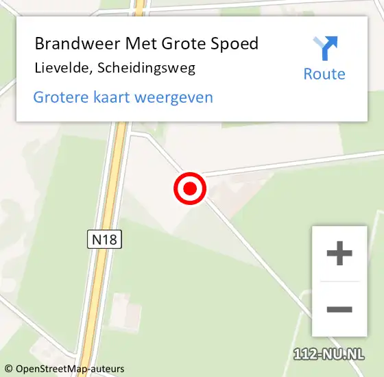 Locatie op kaart van de 112 melding: Brandweer Met Grote Spoed Naar Lievelde, Scheidingsweg op 3 augustus 2018 05:05