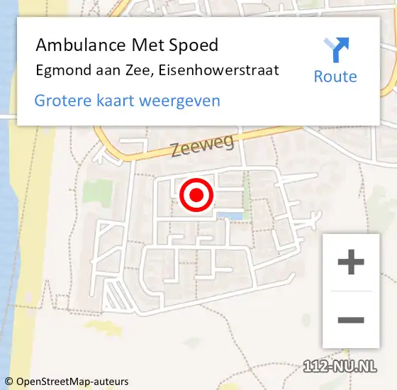 Locatie op kaart van de 112 melding: Ambulance Met Spoed Naar Egmond aan Zee, Eisenhowerstraat op 3 augustus 2018 05:18