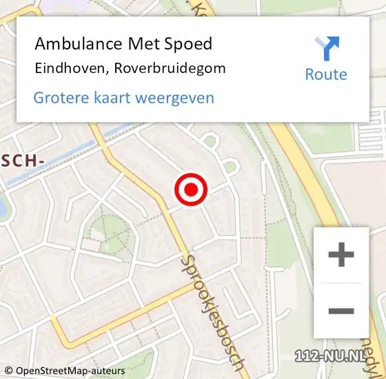 Locatie op kaart van de 112 melding: Ambulance Met Spoed Naar Eindhoven, Roverbruidegom op 3 augustus 2018 06:29